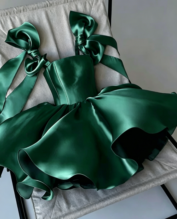 Süßes A-Linien-Träger-Sommer-Satin-Heimkehrkleid Hoco Dress Mini 20. Geburtstagsoutfit Cocktailkleider DP1779