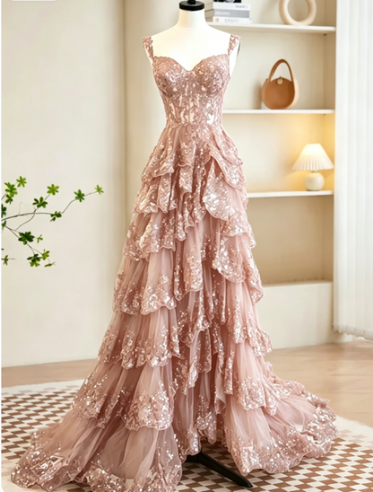Robe de bal longue noire sexy en tulle et sequins, coupe trapèze, robe de soirée longue noire à sequins DP275