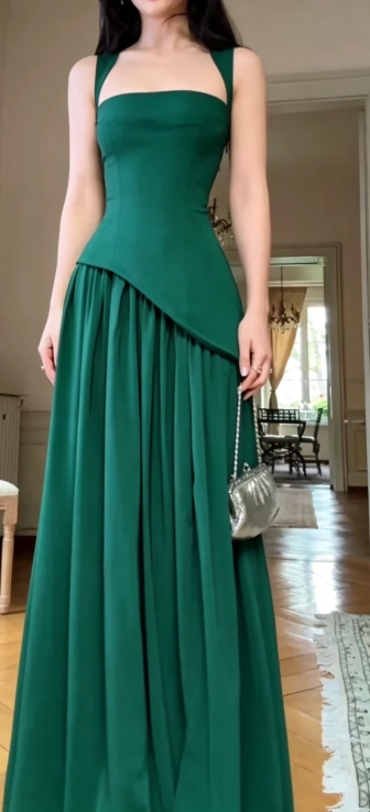 Chic Strap Sheath Long Prom Dresses Chiffon Black Evening Dresses Sleeveless Formal Dresses DP3722
