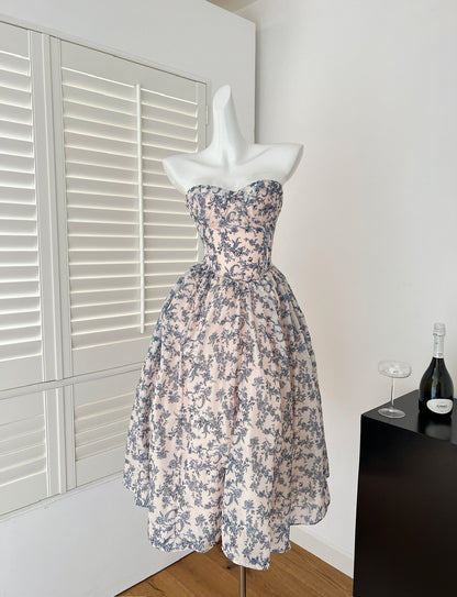 Sexy Ball Gown Sweetheart Floral Summer Dress Holiday Party Outfits For Women DP0082