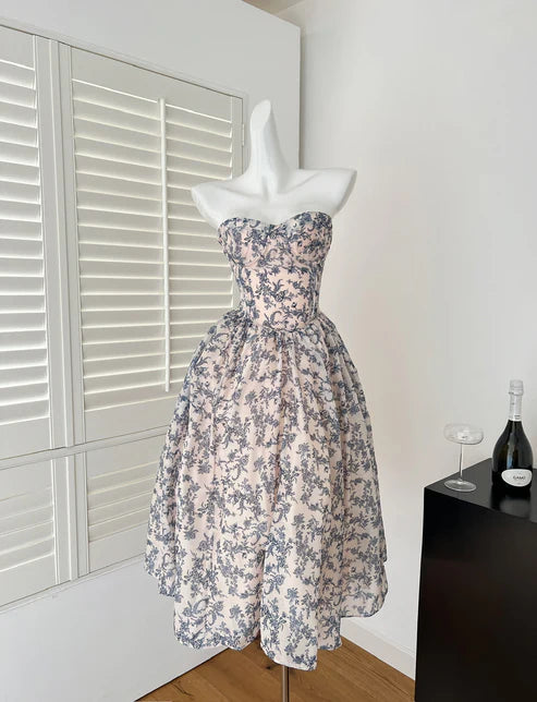 Robe de bal sexy à fleurs et décolleté en cœur, tenue d'été pour femme, tenue de soirée, DP2102