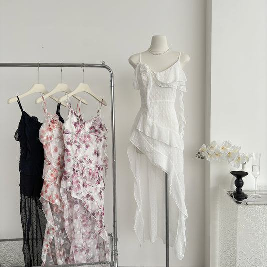 Robe d'été sexy à bretelles spaghetti et imprimé floral, tenue de fête pour femmes, DP0080