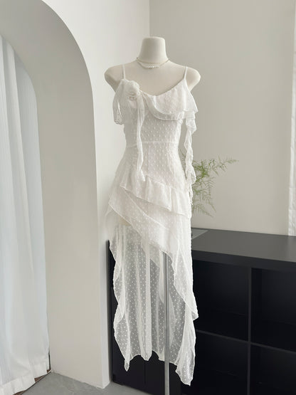 Sexy High Low Spaghetti Straps Floral Summer Dress Holiday Party Outfits For Women DP0080