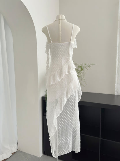 Sexy High Low Spaghetti Straps Floral Summer Dress Holiday Party Outfits For Women DP0080