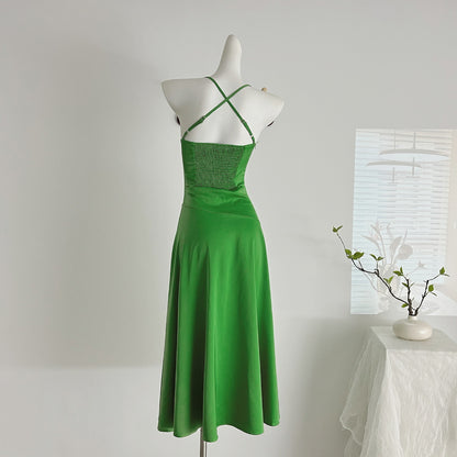 Sexy Mermaid Spaghetti Straps Satin Summer Dress Holiday Party Outfits For Women DP0084