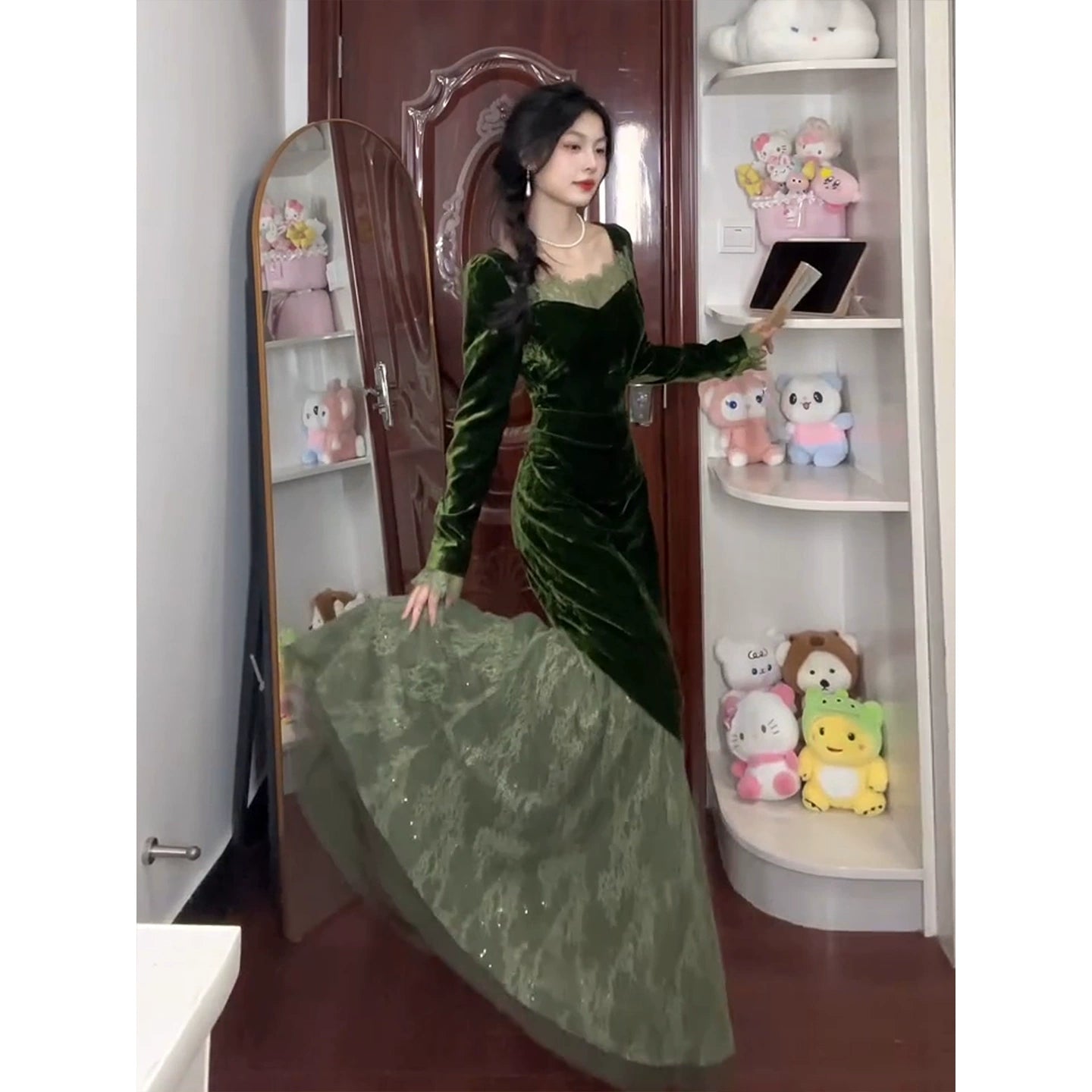 Grünes Damenkleid S961
