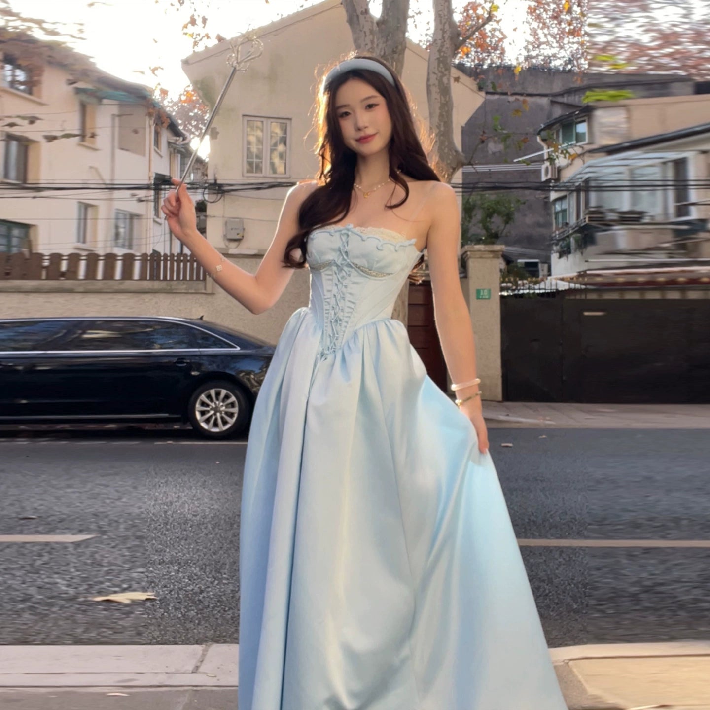 Blaues Damenkleid S962