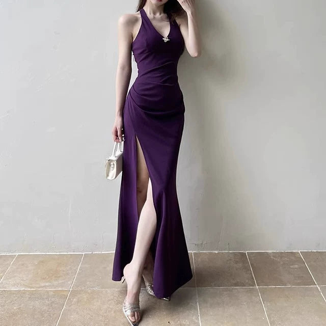 Modisches lila Kleid S806