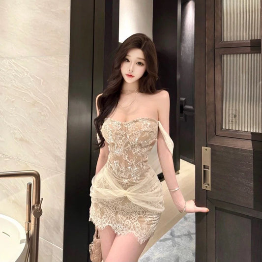 Champagnerfarbenes Kleid S779