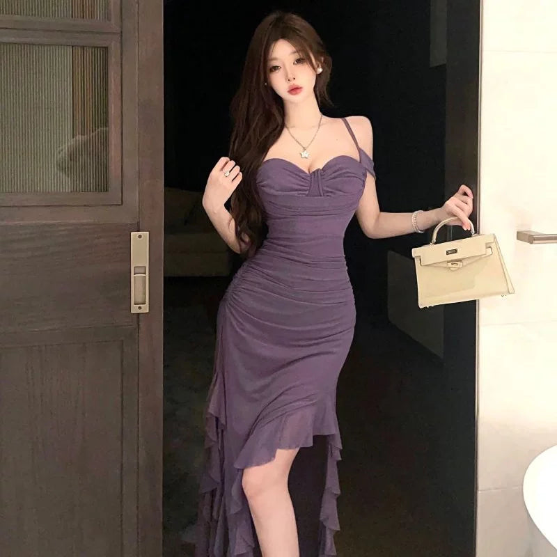 Modisches lila Kleid S868