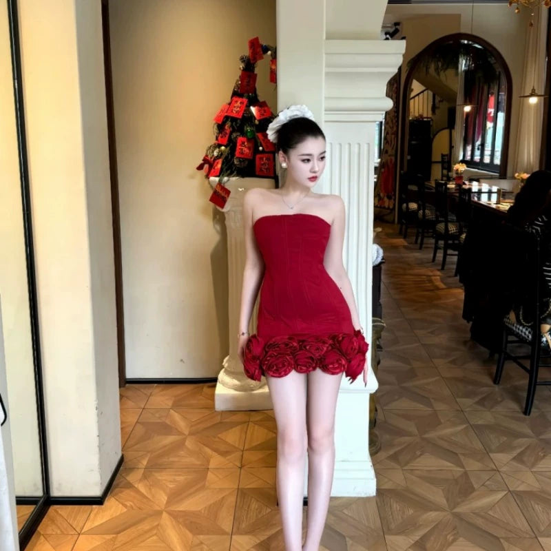 Modisches rotes Kleid S884