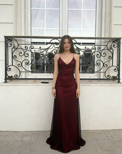 Modest Mermaid Spaghetti Straps Burgundy Black Prom Dresses Formal Summer Spring Wedding Guest Dresses Wedding Guest Outfit W0218