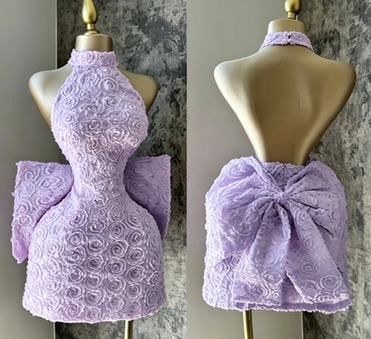 Jolie robe fourreau à col haut et motif floral rose pour 16e anniversaire, tenue d'été Hoco, mini, tenue de cocktail pour 21e anniversaire, pour femme, W0568