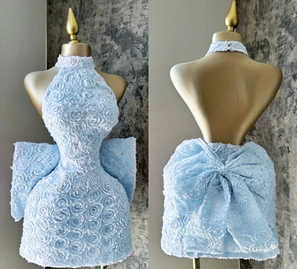 Jolie robe fourreau à col haut et motif floral rose pour 16e anniversaire, tenue d'été Hoco, mini, tenue de cocktail pour 21e anniversaire, pour femme, W0568