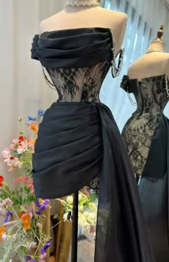 Vintage Sheath Strapless Little Black Dress Short Mini Formal 8th Grade Homecoming Dresses Summer Middle School Hoco Dress Birthday Outfits W1176
