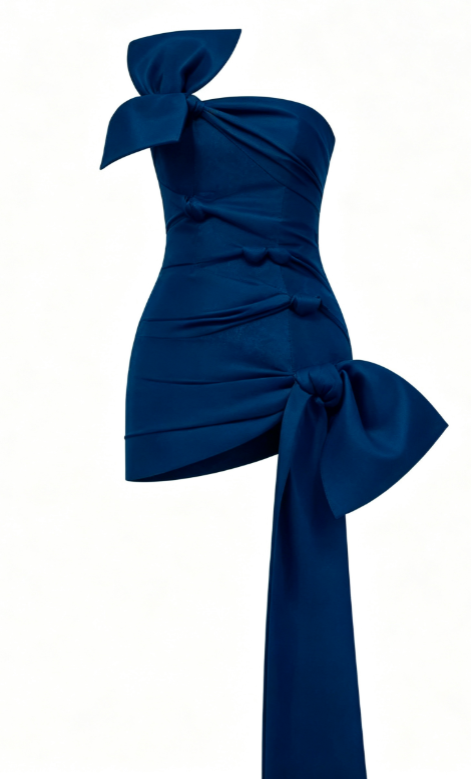 Süßes Etuikleid, trägerlos, Marineblau, Satin, kurz, Mini, formelle Kleider für die 8. Klasse, Sommer, Mittelschule, Hoco-Kleid, Geburtstags-Outfits W1186