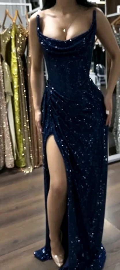 Edles Meerjungfrau Trägerloses Lila Mädchen Pailletten Traube Pailletten Langes Ballkleid Partykleid Geburtstagsoutfits Abschlusskleider W992